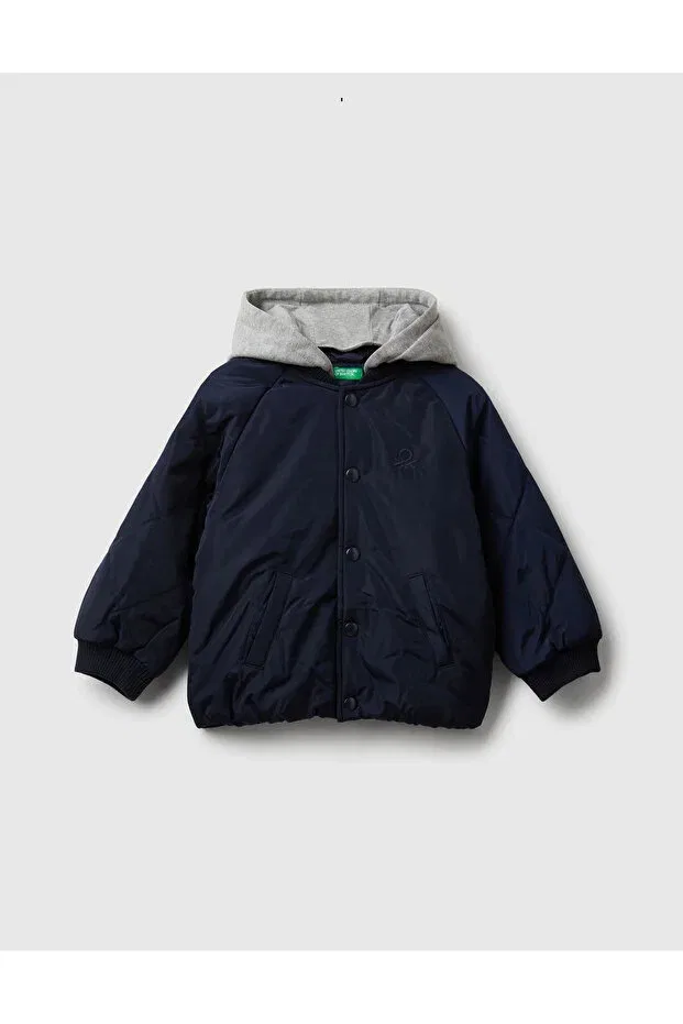 Детское пальто для мальчиков с капюшоном из искусственной кожи United Colors Of Benetton, Navy Blue