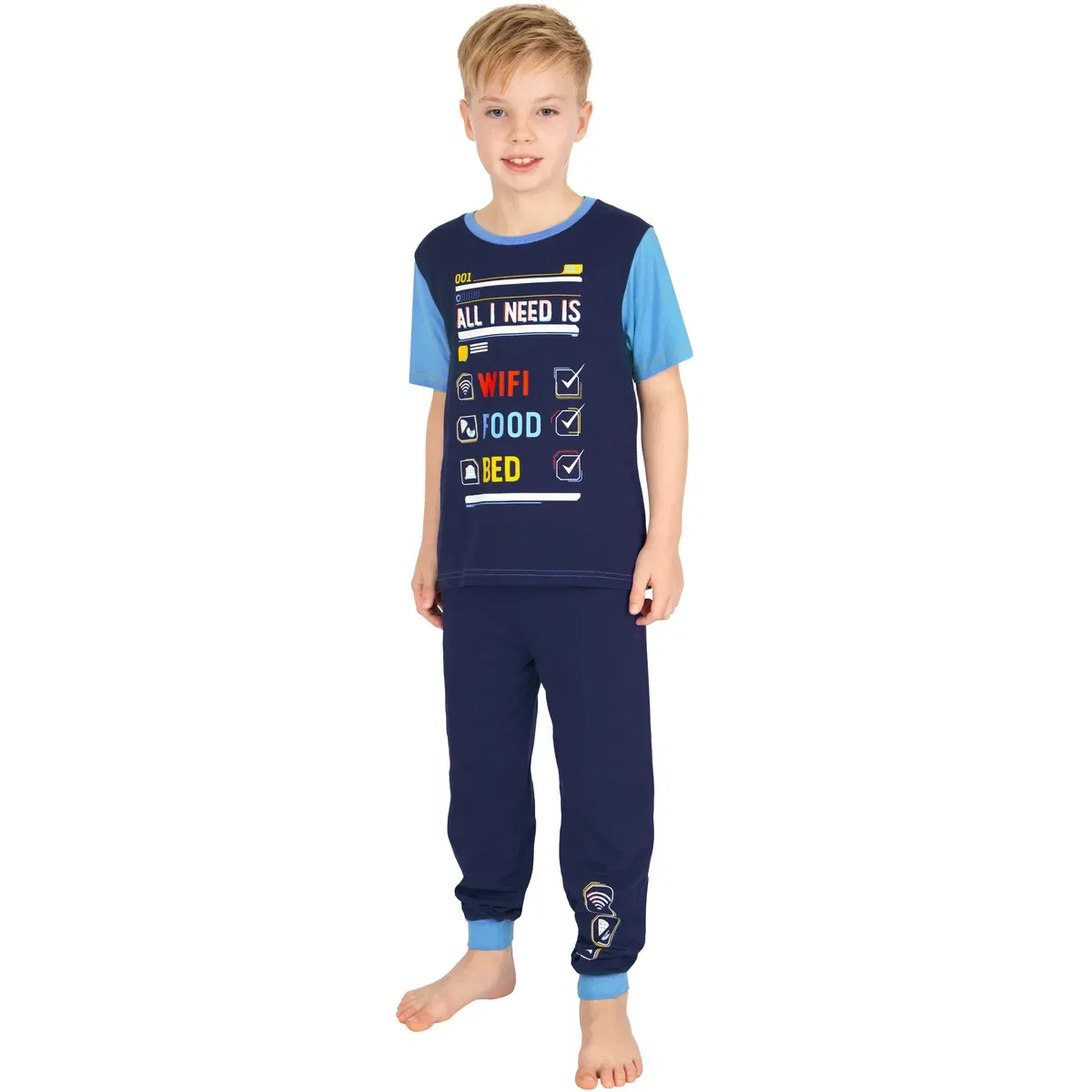 Футболка с принтом All I Need Is Wifi Food Bed Pyjamas Harry Bear, Blue — фото 2
