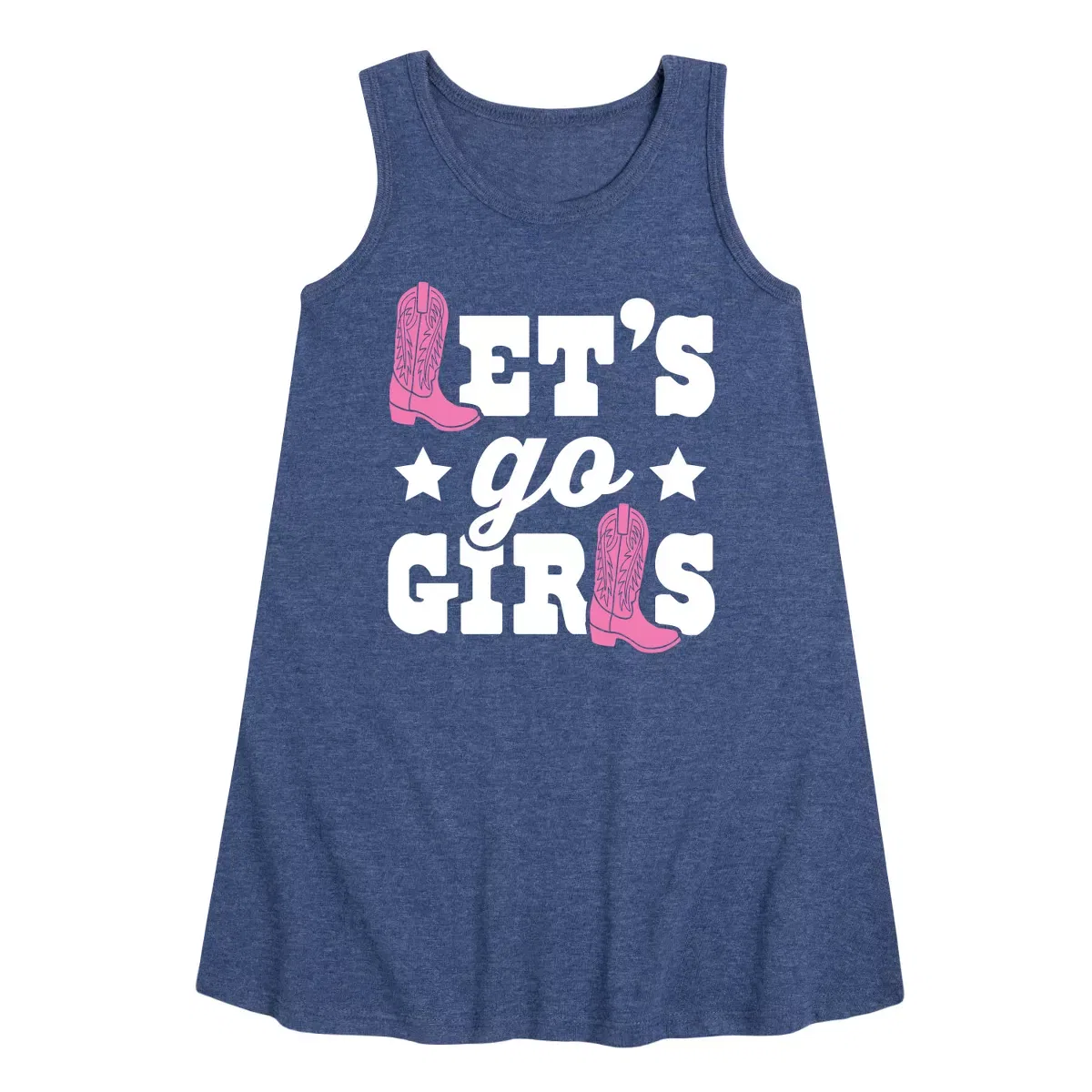 Детское платье-трапеция без рукавов с принтом Let's Go Girls Instant Message, Heather Navy