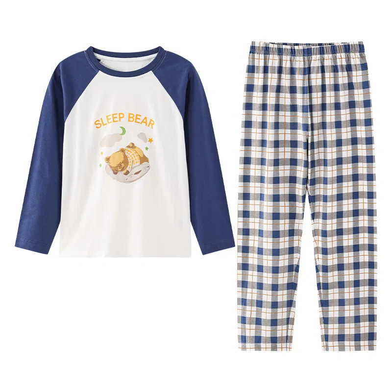 Детский комплект пижамы из хлопка Red bean, Navy Blue