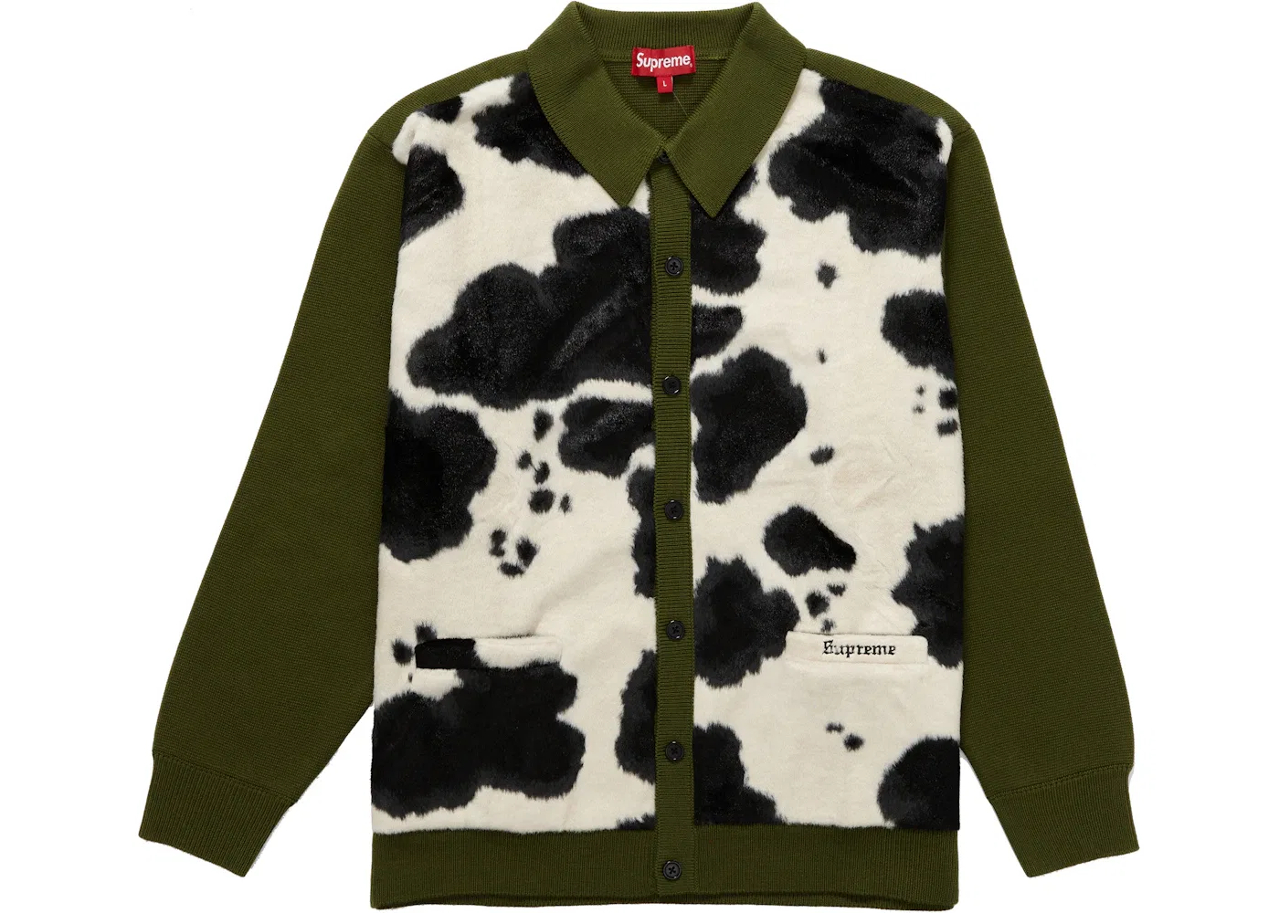 Мужской свитер с принтом коровы Supreme Cardigan, Moss