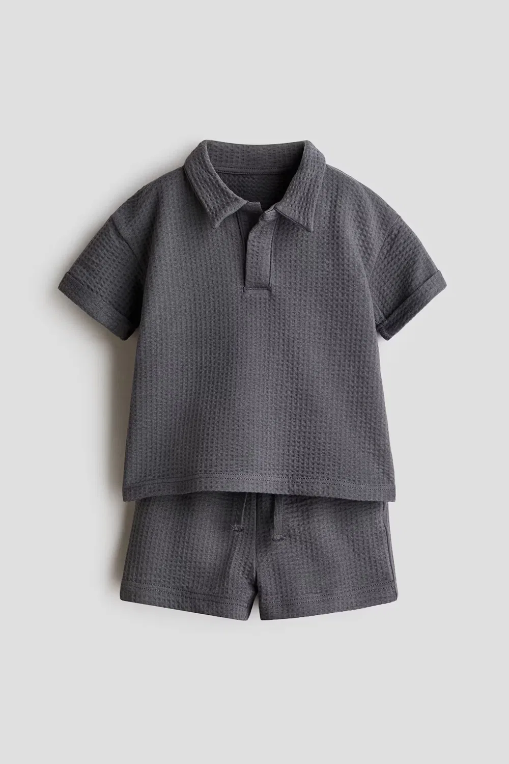 Комплект из двух предметов из хлопка с вафельной текстурой H&M, Dunkelgrau — фото 4