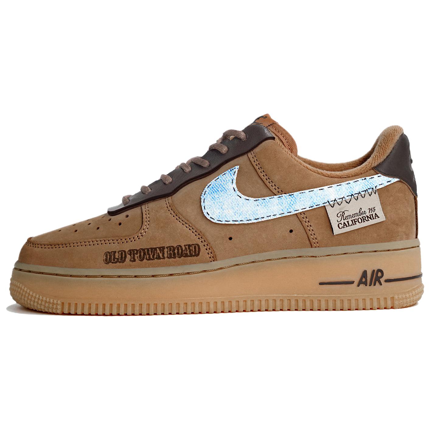 Кроссовки Air Force 1 унисекс низкие синие Nike, синий/коричневый — фото 2