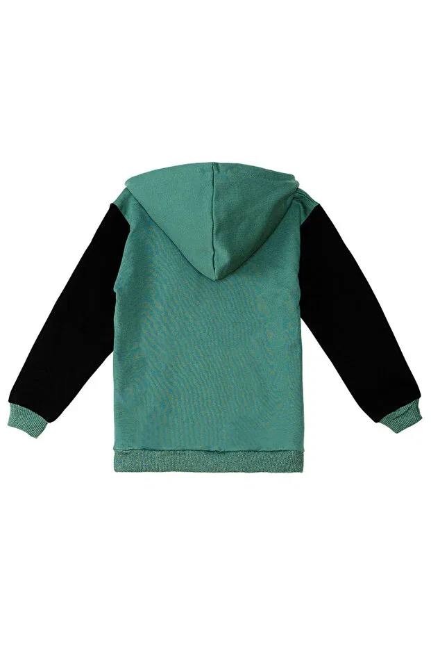 Детское худи для мальчиков с принтом Gluttonous Hooded Kangaroo Pocket Denokids, Green — фото 4
