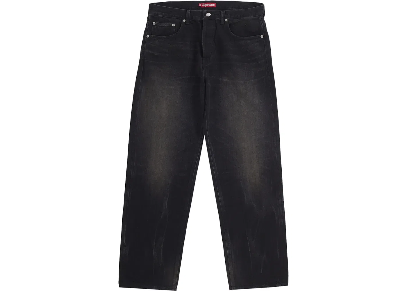 Мужские джинсы свободного кроя Supreme, Distressed Loose Fit Selvedge Jean, Washed Black