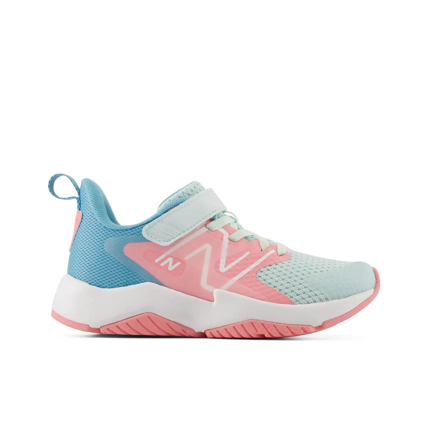 Детские кроссовки с дышащей сеткой RAV v2 Hook & Loop New Balance, Glint Blue With Double Bubble And Taffy Blue