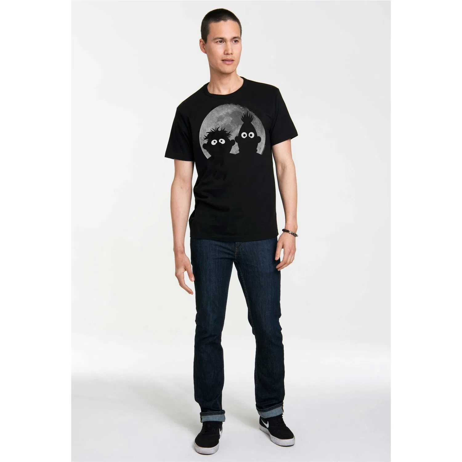 Детская хлопковая футболка с принтом Ernie & Bert LOGOSHIRT, Black — фото 2