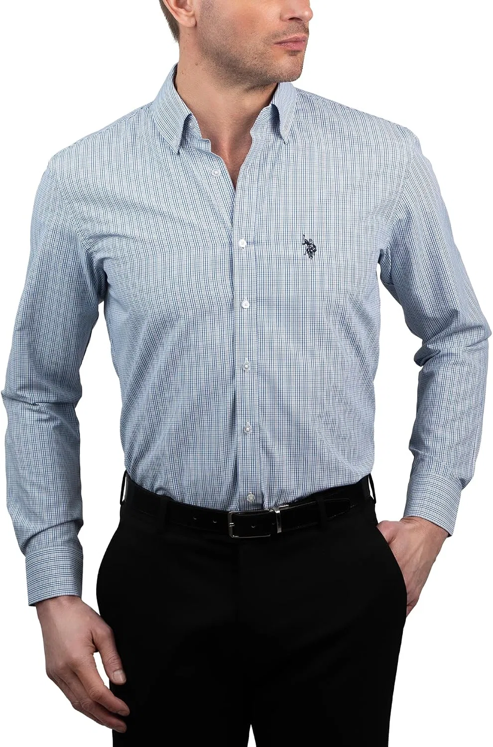Мужская рубашка с длинным рукавом Slim Fit U.S. POLO ASSN., Blue Plaid — фото 2