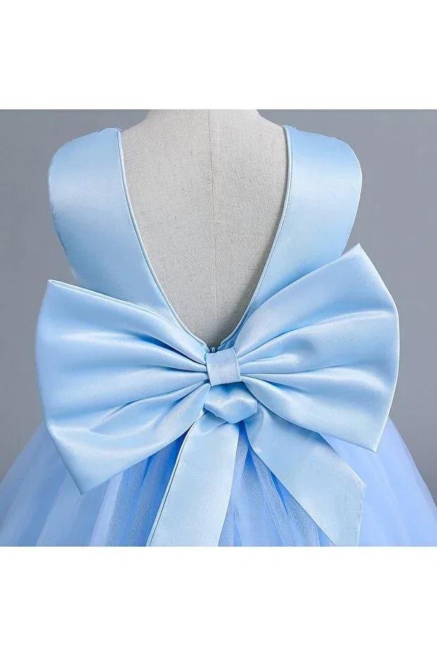 Детское платье для девочек сатиновое Care Nsmkidslife, Baby Blue — фото 2