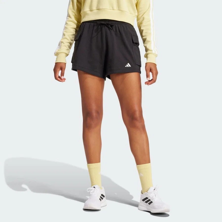 Шорты спортивные с принтом Essentials Small Logo French Terry Cargo Shorts adidas, Черно-белый