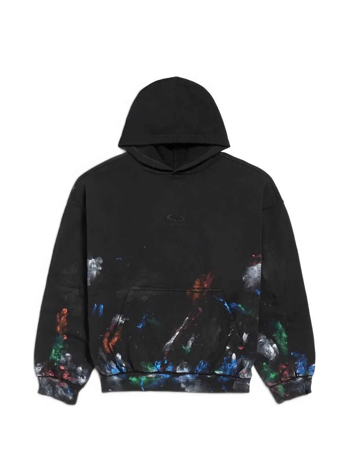 Balenciaga Худи с эффектом брызг краски, черный