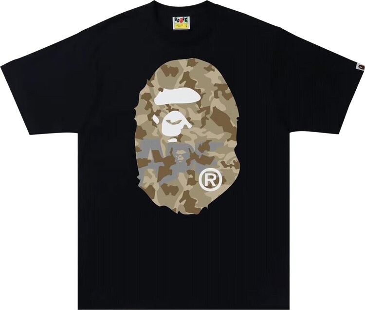 

Футболка BAPE Sand Camo Big Ape Head Tee 'Black/Beige', черный