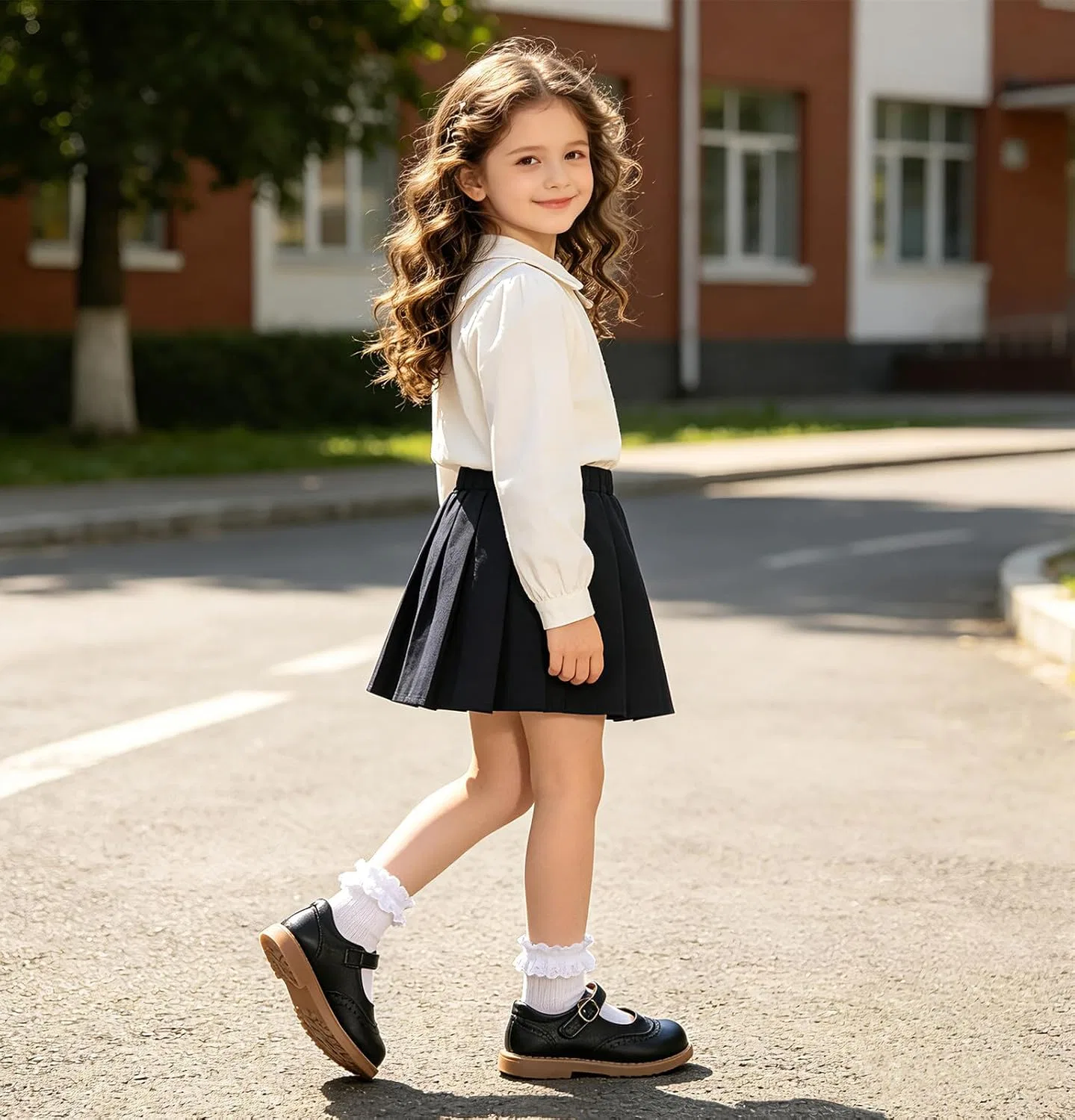 Детские туфли Мэри Джейн для девочек Classic Mary Jane DADAWEN, Black — фото 3