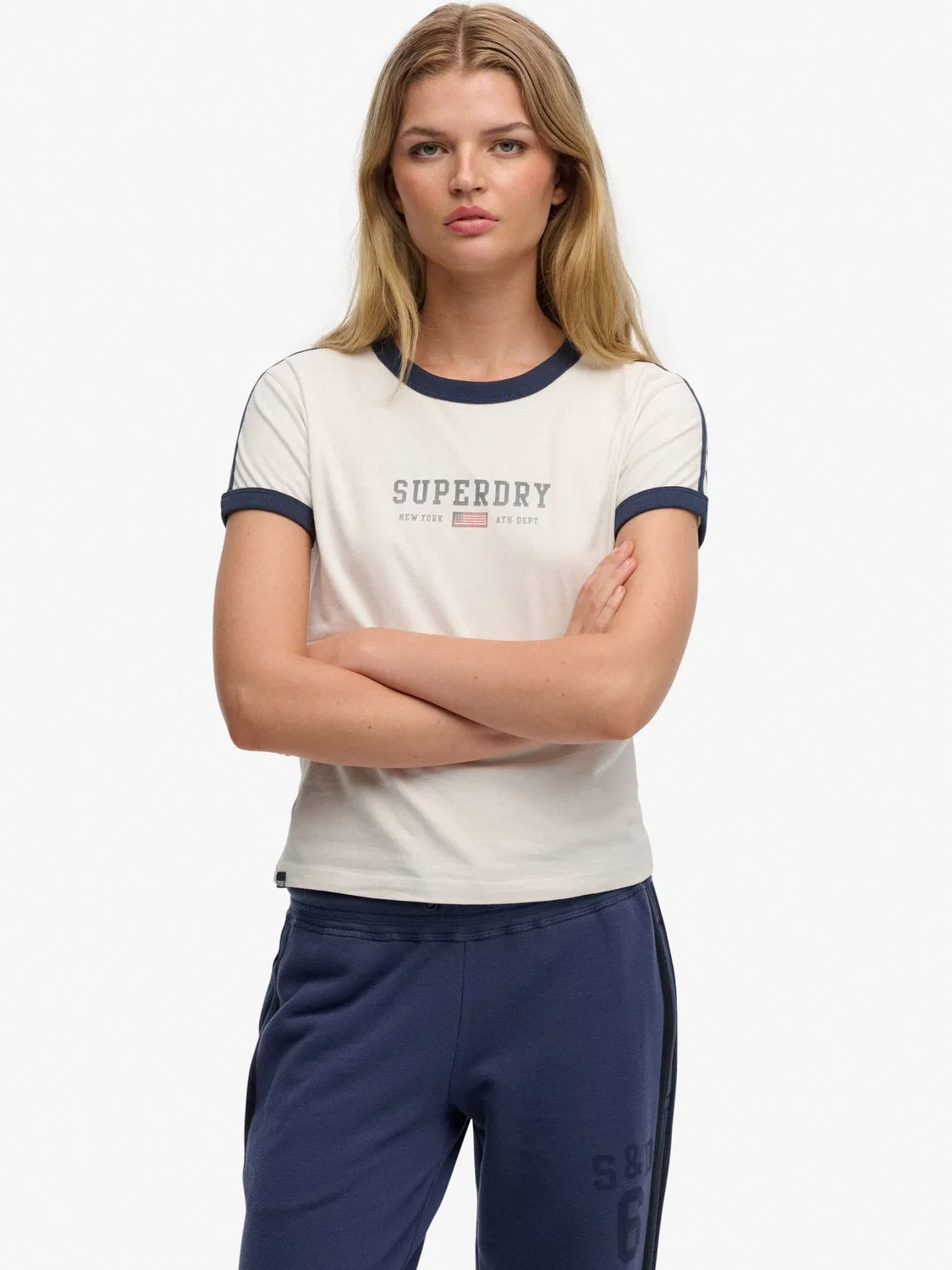 Футболка с принтом Athletic Essentials Ringer Superdry, белый — фото 4