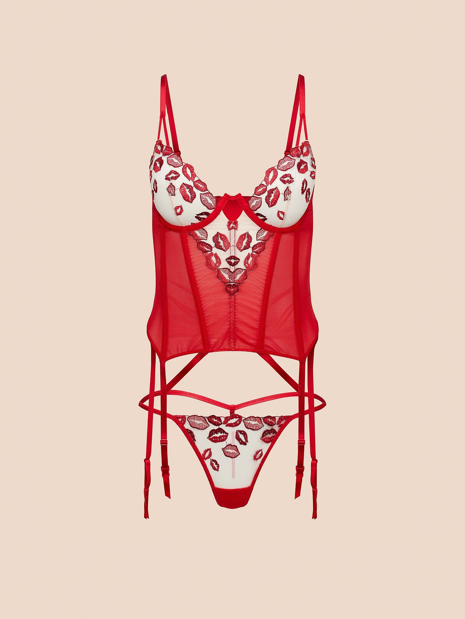 

Комплект белья Victoria's Secret Adore Me Besos Basque Bustier, красный