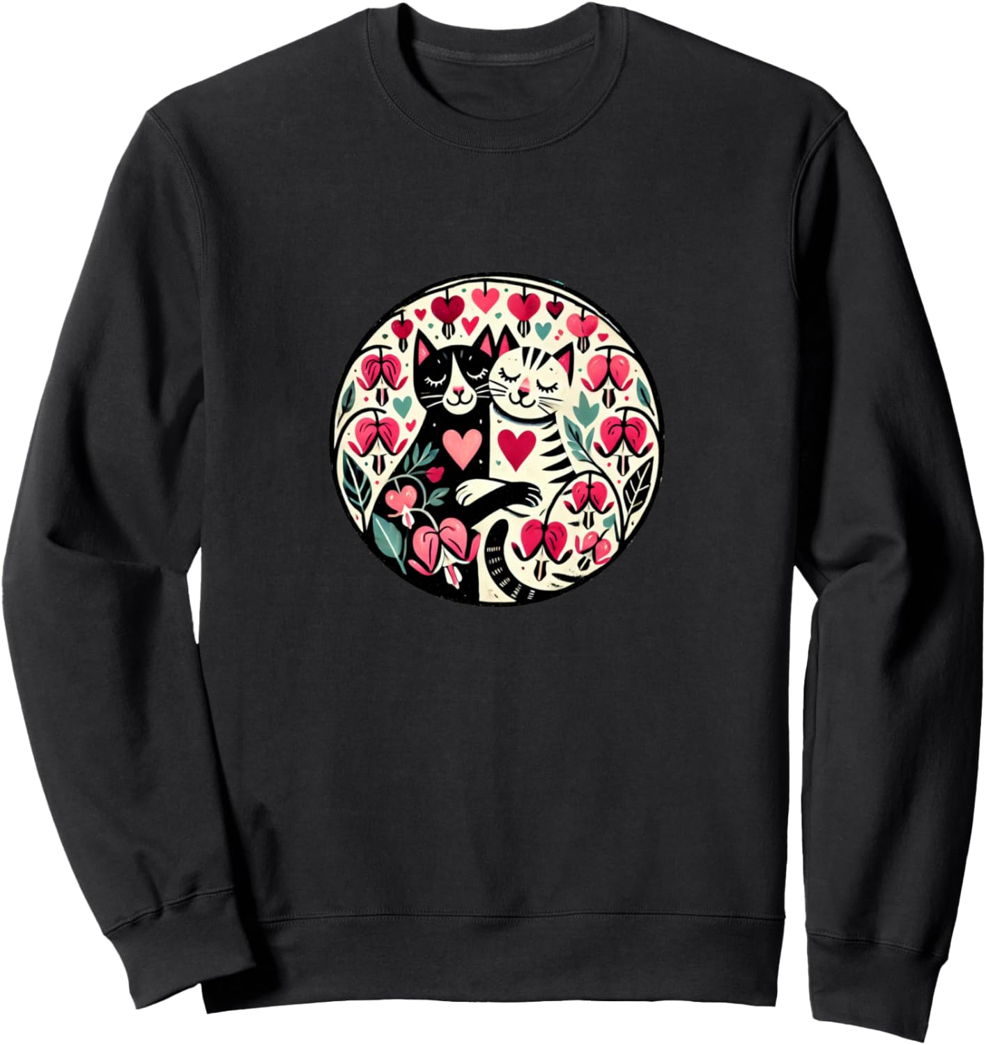 

Толстовка с рисунком «Кошачья любовь и кровоточащие сердца» Retro Valentines Snugg, черный