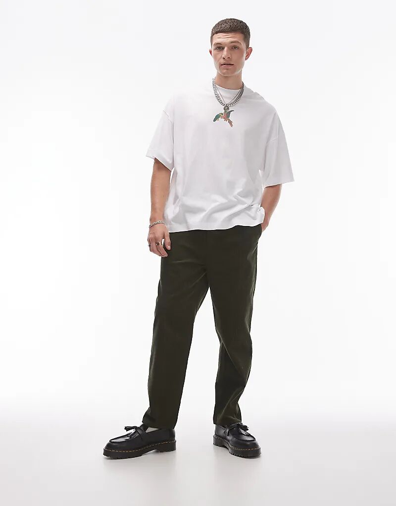 

Зауженные вельветовые брюки цвета хаки Topman