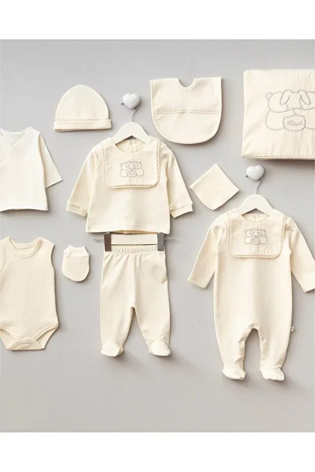 Детский комплект одежды для новорожденных с вышивкой медвежонка Best Friends Mert Baby, Natural