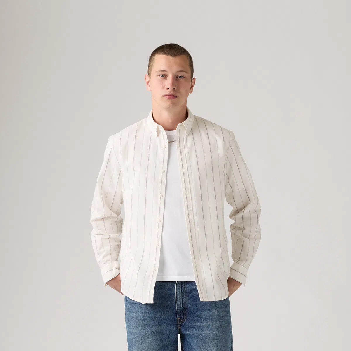 Мужская рубашка с воротником White Levis, Белый — фото 4