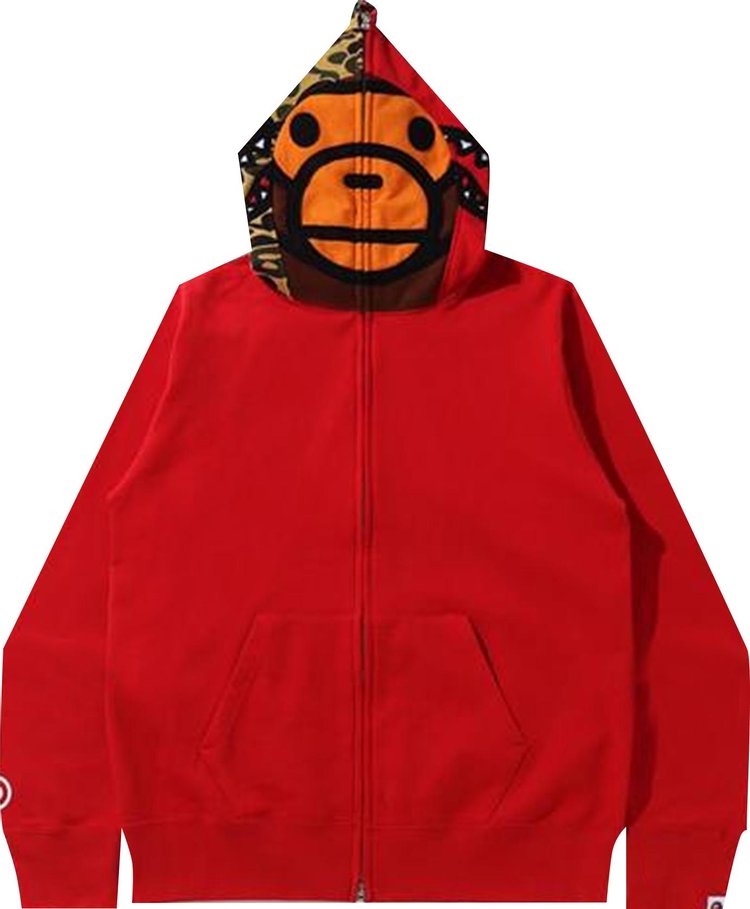 Худи BAPE Milo Shark Full Zip Hoodie 'Red', красный - фото