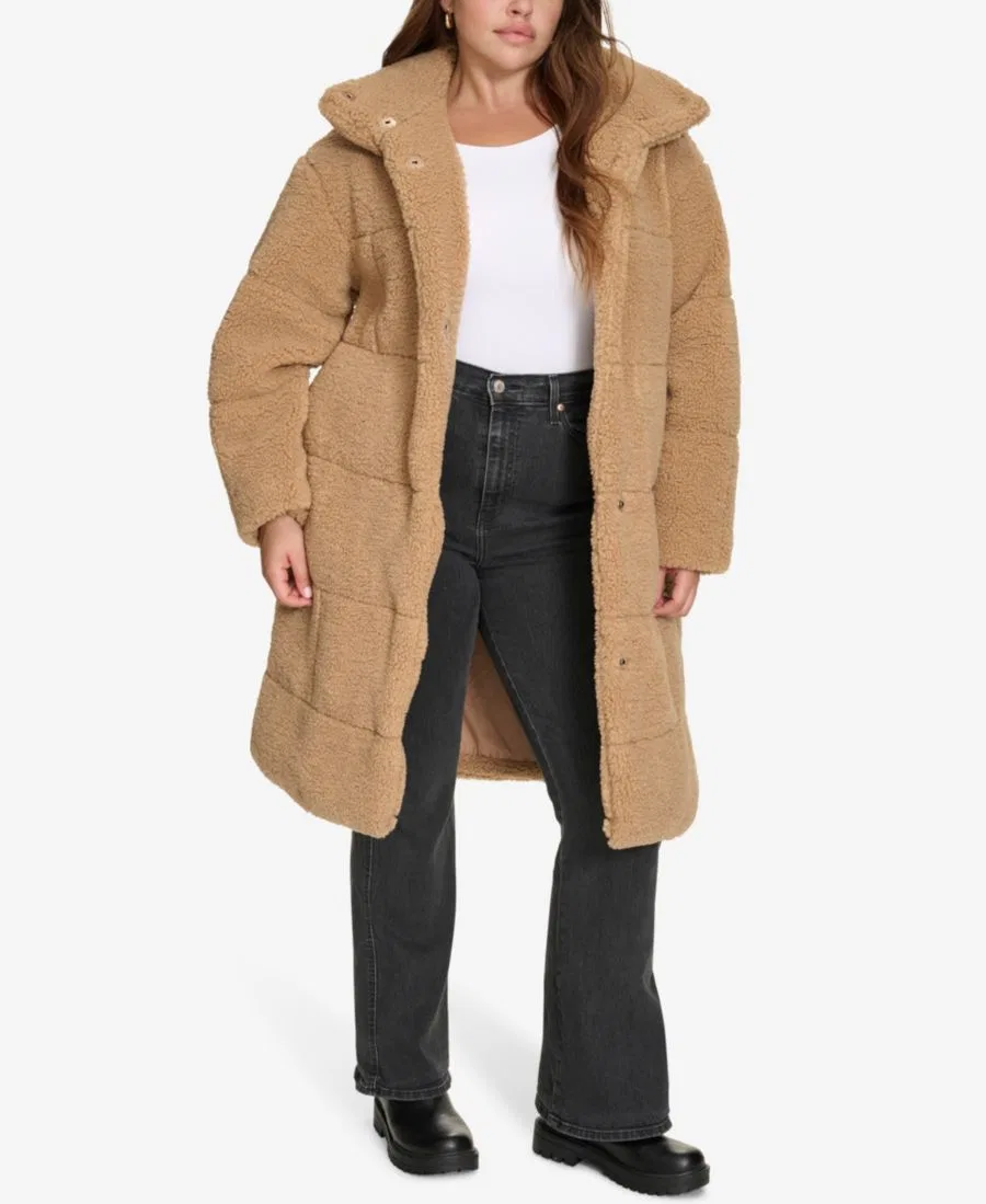 Пальто-оверсайз с капюшоном из флиса Levi's, Chestnut