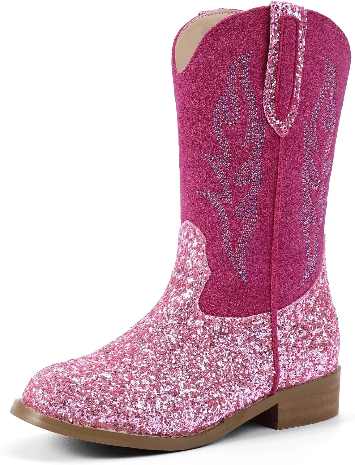 Детские сапоги для девочек с вышивкой Cowgirl Boots Hehainom, Pinksequin