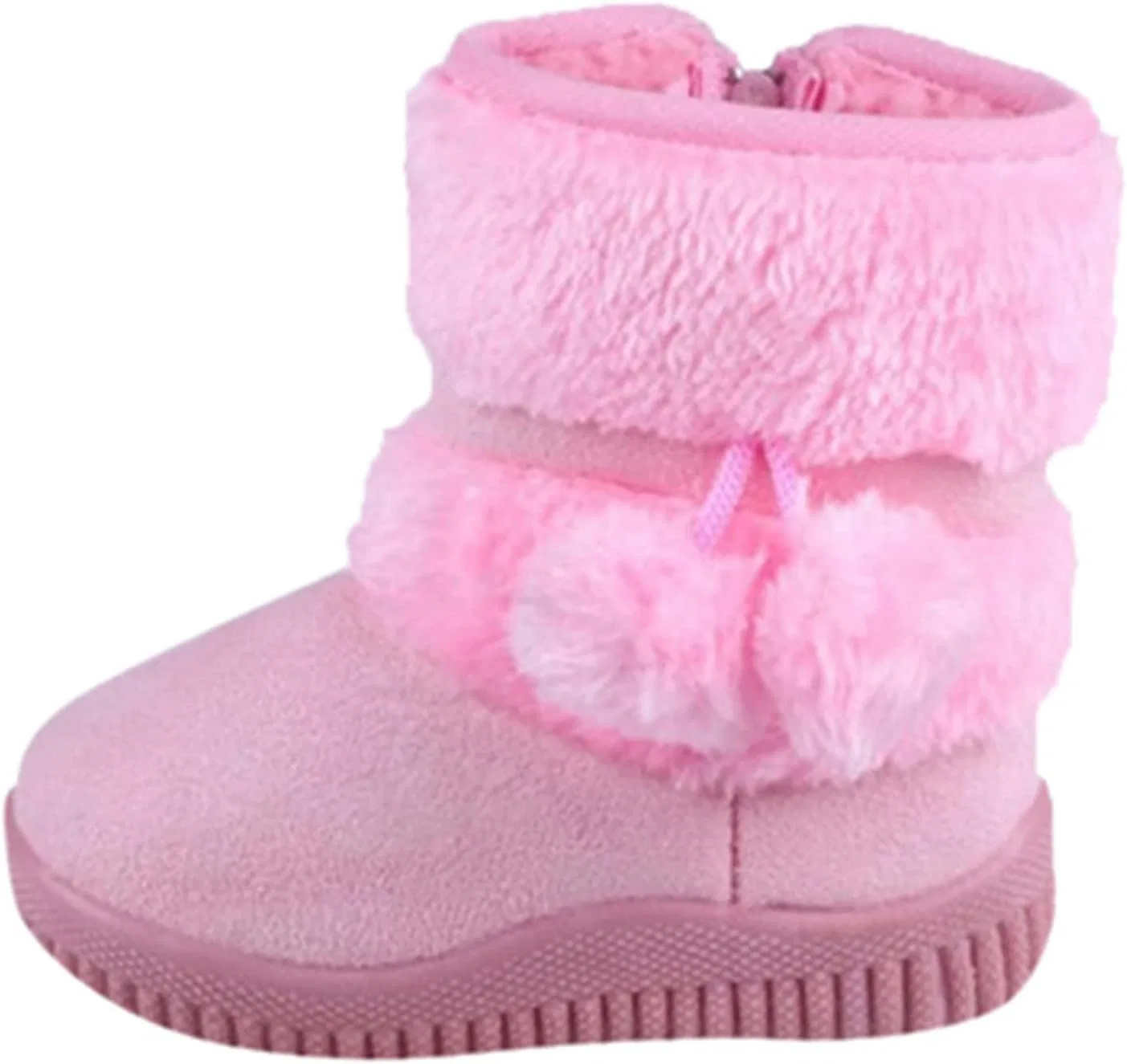 Детские зимние сапоги для девочек с мехом и помпонами, Pink