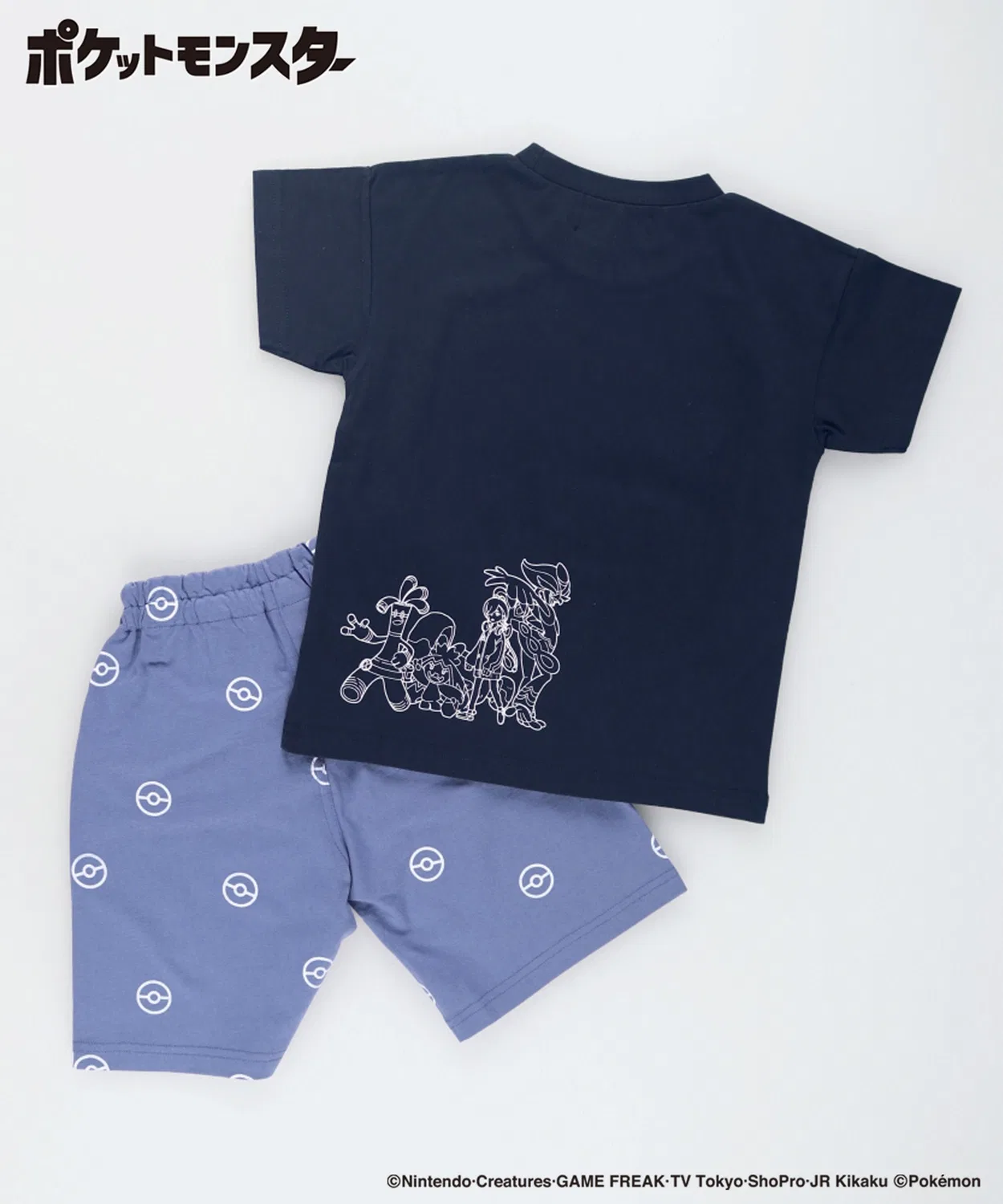 Детский комплект пижамы с принтом Pokemon, Navy, branshes — фото 3