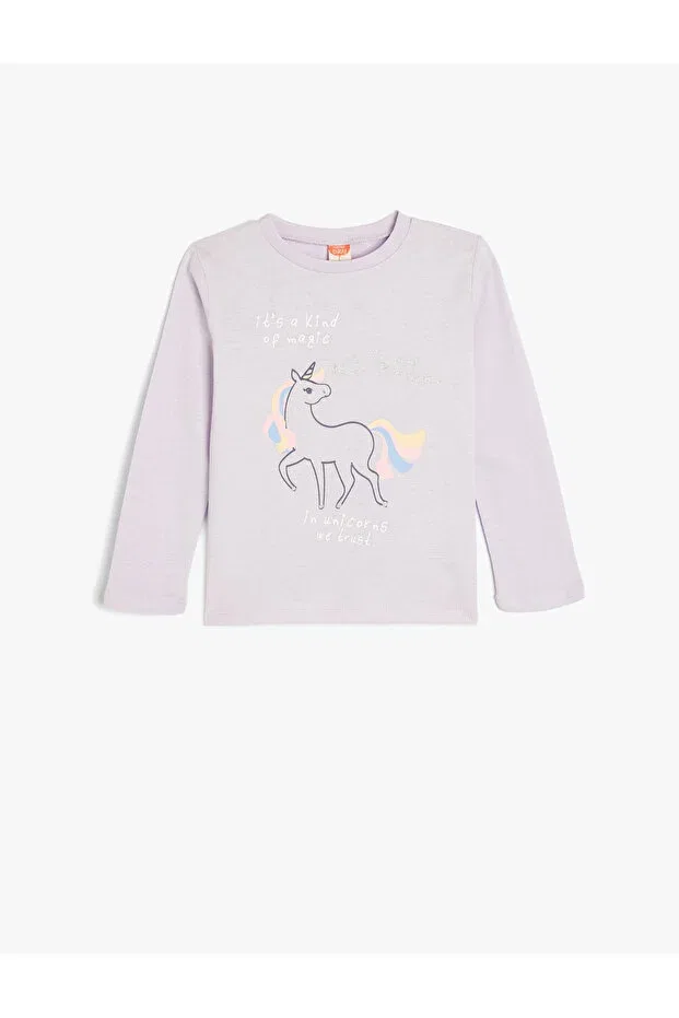 Детская футболка с длинным рукавом Unicorn t-shirt Koton, Lilac