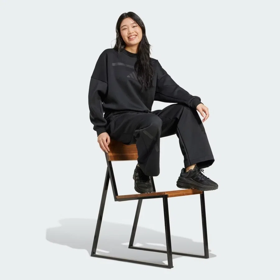 Женский свитшот свободного кроя Z.N.E. adidas, Черный — фото 3