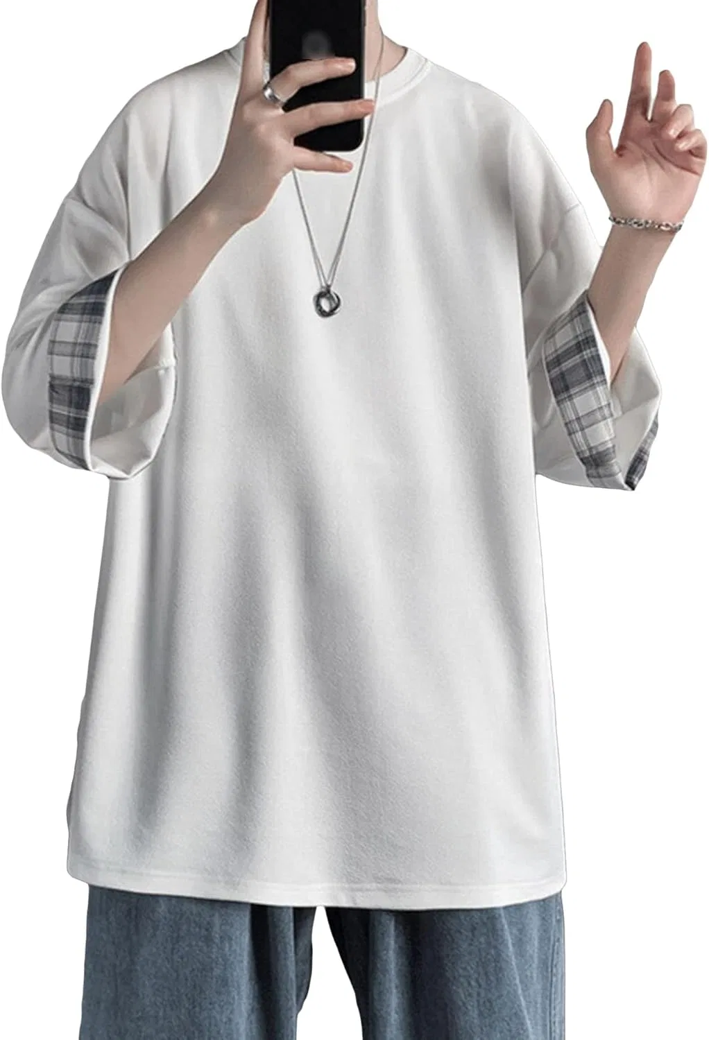 Мужская свободная футболка оверсайз, White