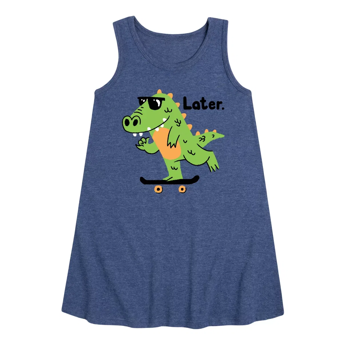 Детское платье-трапеция без рукавов Later Gator Instant Message, Heather Navy