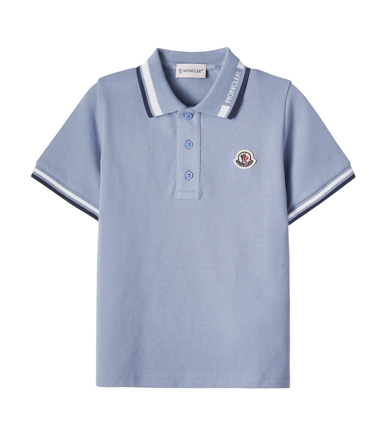 Футболка-поло из хлопкового пике Moncler Enfant, синий