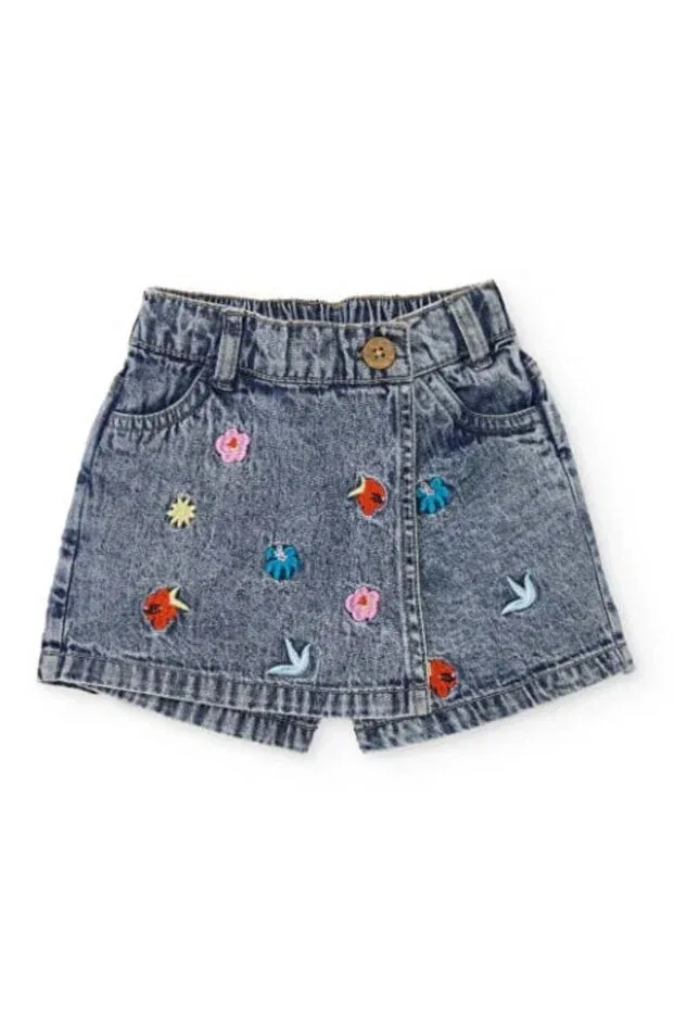 Детские шорты для девочек джинсовые Girl'S Figure Embroidered Blue Denim Shorts Skirt Tuc Tuc, Blue