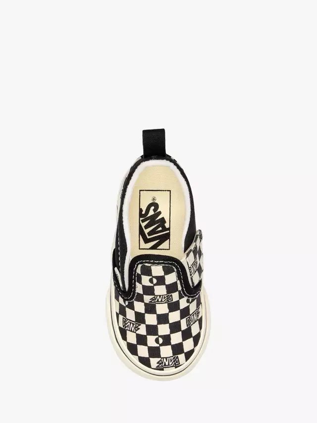 Детские классические кроссовки без шнурков, черно-белые Vans — фото 2