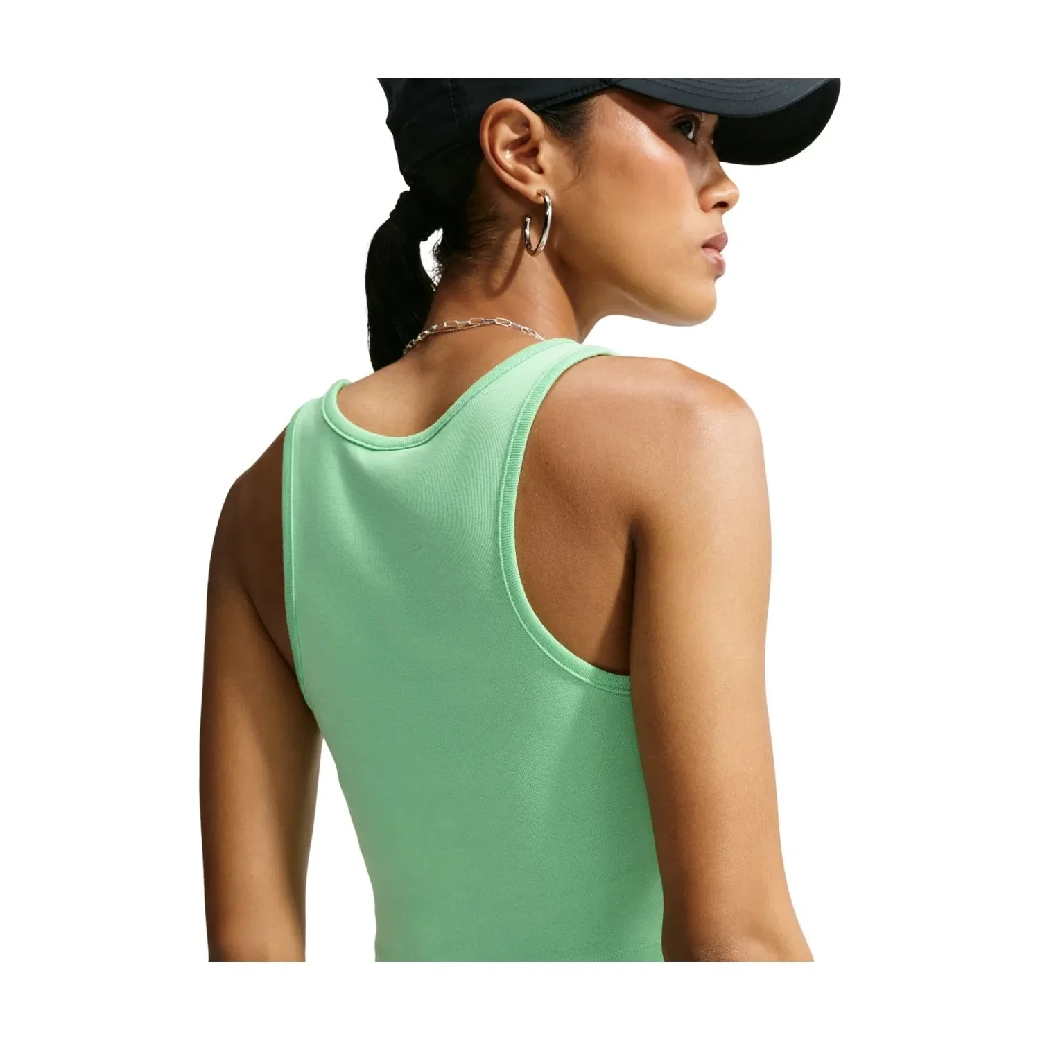 Женская футболка Sportswear Tight Cropped Tank Top 'Illusion Green Black Metallic Silver' Nike, Illusion Green/Black/Metallic Silver — фото 4