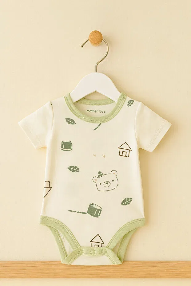 Детское боди-комплект с принтом 2-Piece Bodysuit Shoebuo, Mint Green — фото 2