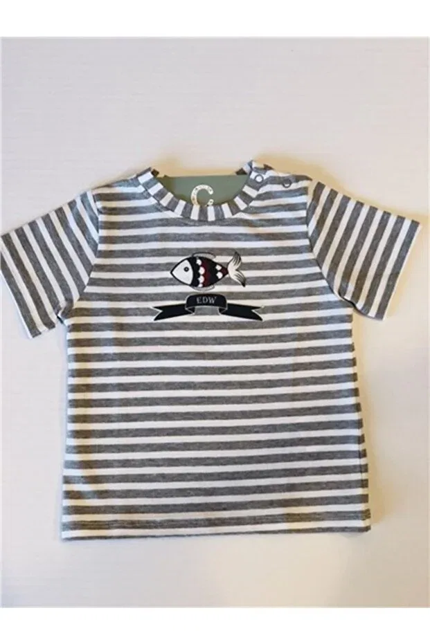 Детская футболка с принтом Unisex Baby Fish Edelweiss, Gray