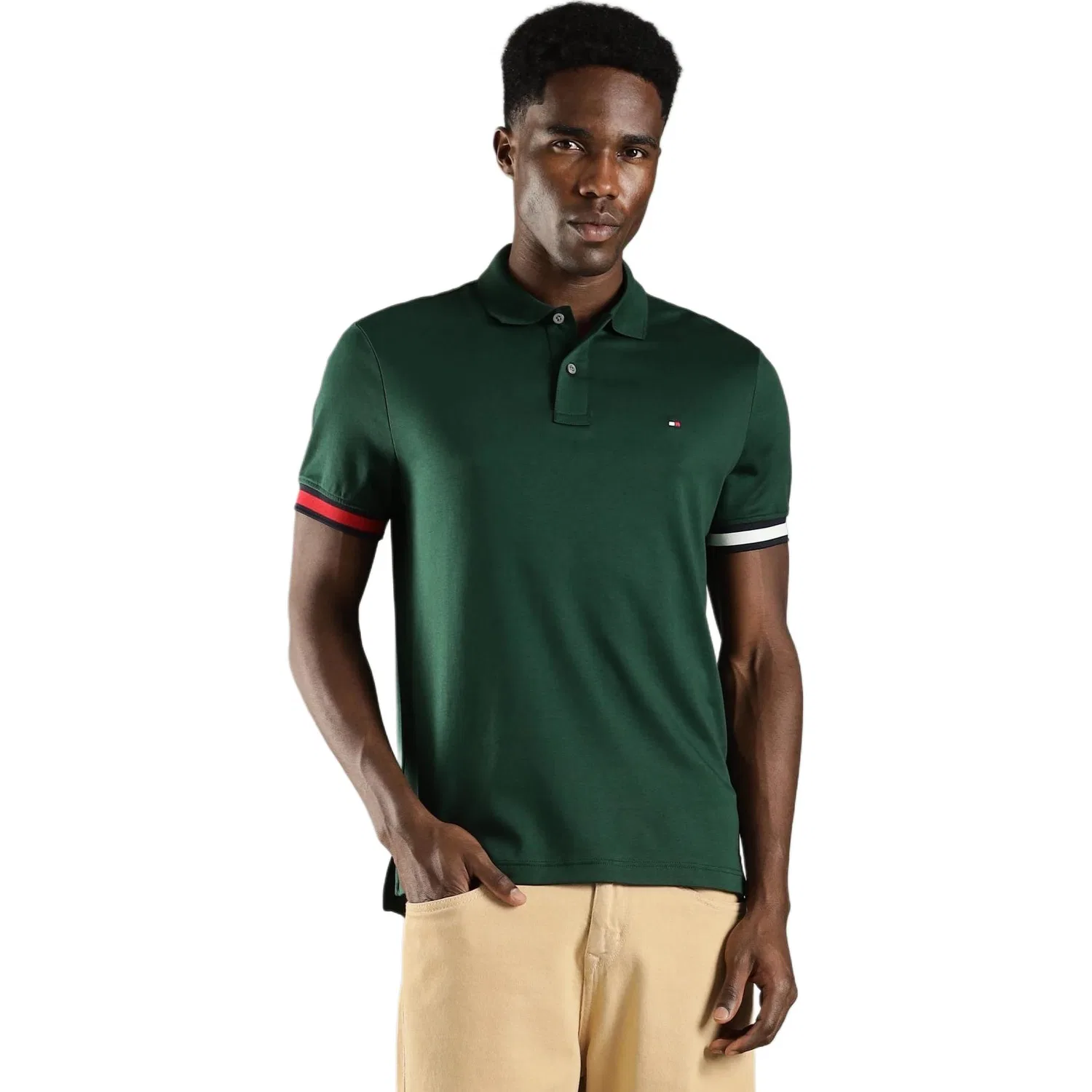 Мужское поло с полосками Tommy Hilfiger, Green L6K