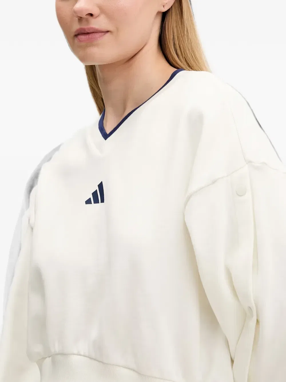Свитшот на кнопках с логотипом Adidas, бежевый — фото 4