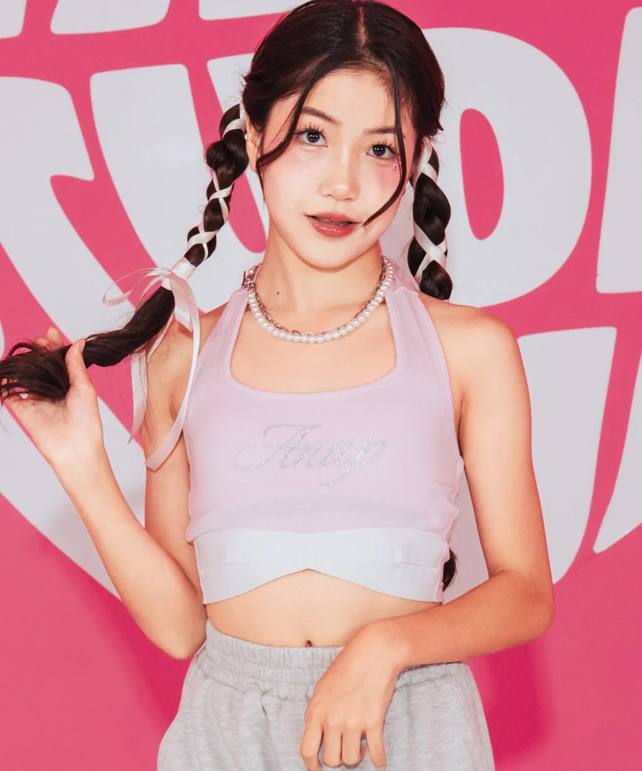 Детский топ-борцовка с перекрещенными бретелями Ruu×LOVEANAP ANAP GiRL, Light Pink