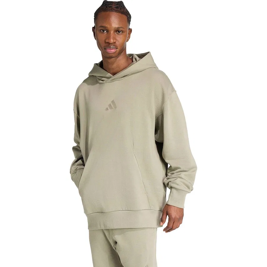Худи из французского футера с капюшоном и кенгуру-карманом, модель ALL SZN French Terry Hoodie, adidas, Серебристый — фото 3
