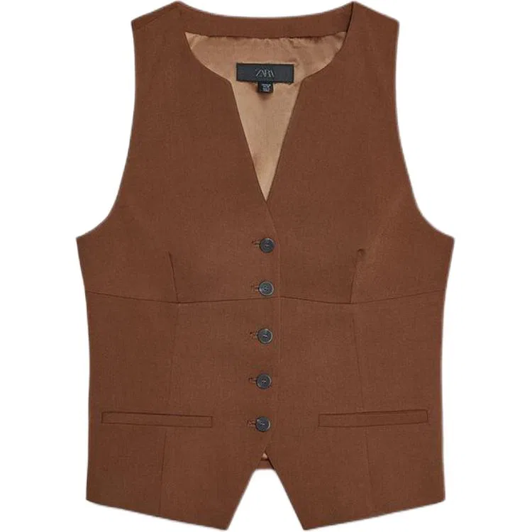 Женский жилет классического кроя Light Brown ZARA, Light Brown