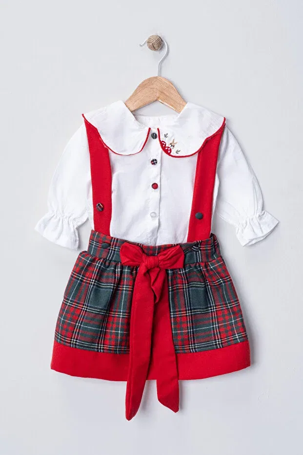 Детское платье для девочек с длинным рукавом Plaid Rabbit Embroidered Bebedexs Plus, Khaki