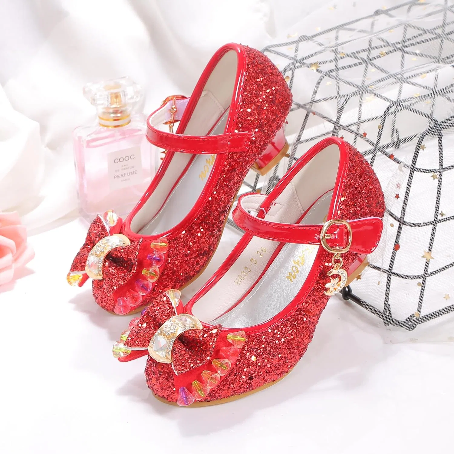 Детские туфли для девочек с радужным принтом Rainbow Girl BFOEL, Red — фото 4