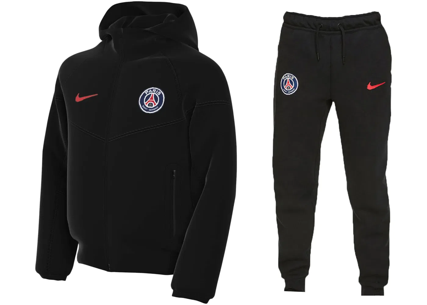 Детский спортивный костюм на молнии с флисом Nike x PSG Tech Fleece, Black