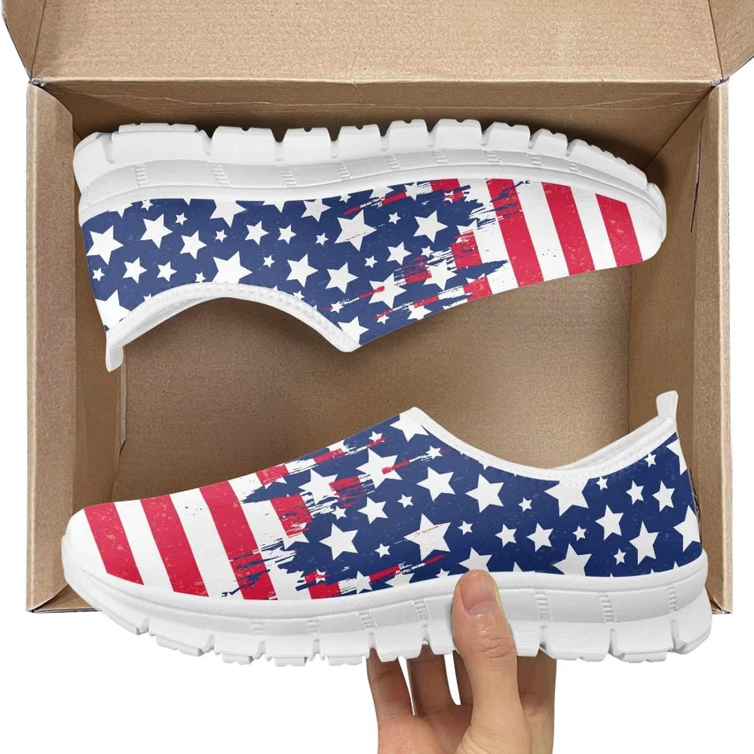 Детские кроссовки для девочек с принтом Coloranimal, Usa Flag — фото 2