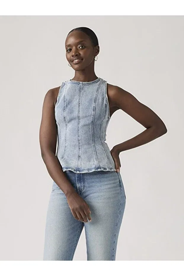 Женская джинсовая блуза-пеплум с коротким рукавом Levis, Indigo Levi'S — фото 2