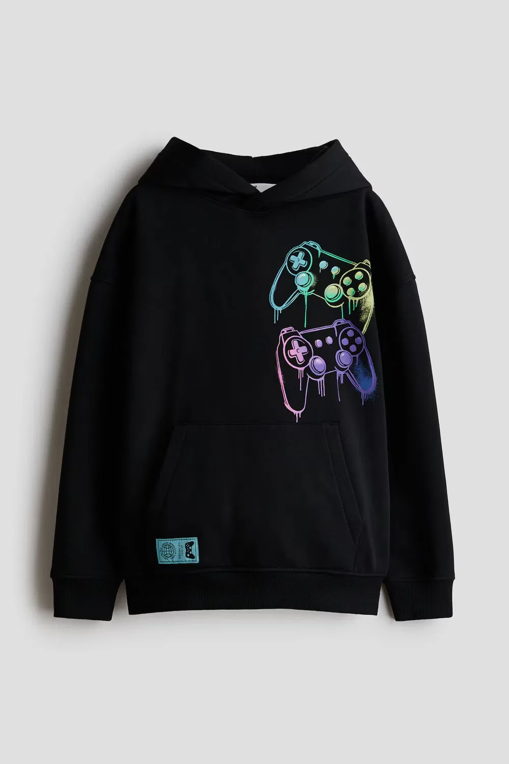 Худи с принтом и внутренней подкладкой из ворса H&M, Schwarz/Gamecontroller