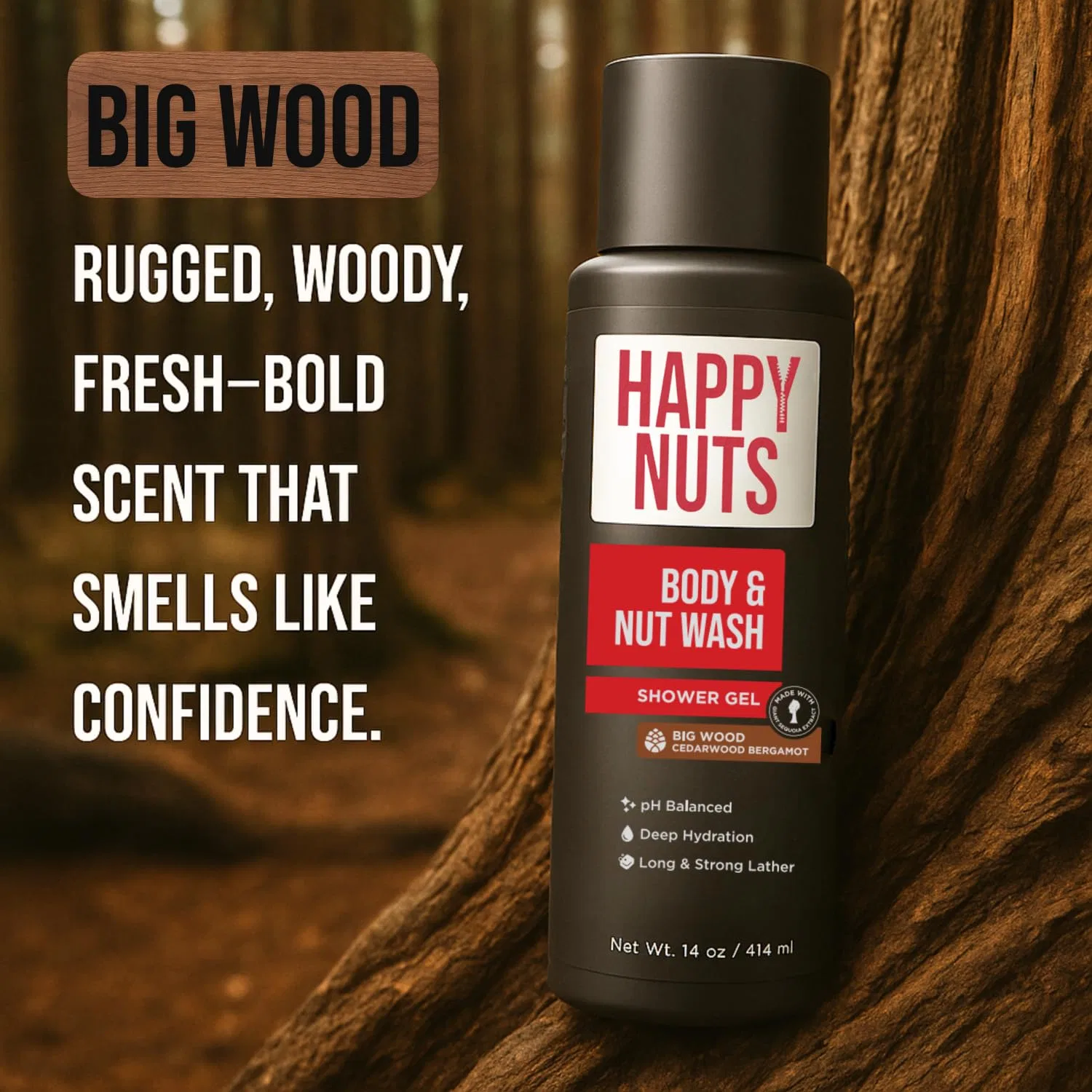 Гель для душа Sandalwood, HAPPY NUTS, 480 мл — фото 3